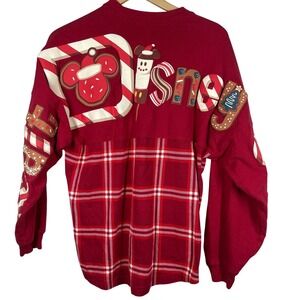 Disney Spirit Jersey Red Plaid Holiday Gingerbread Walt Disney World XS 1971